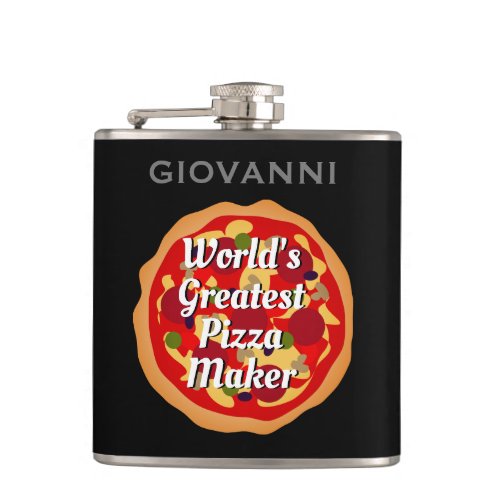 Worlds Greatest Pizza Maker custom Birthday gift  Flask