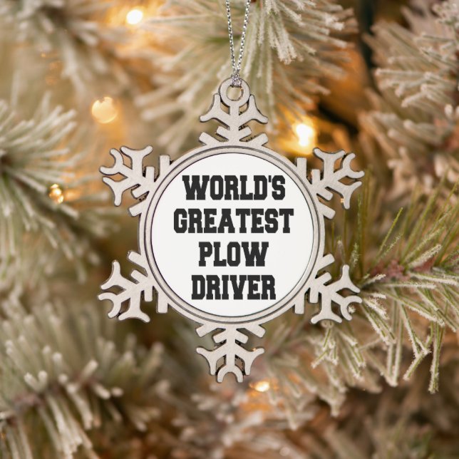 Worlds Greatest Plow Driver Snowflake Pewter Christmas Ornament (Tree)