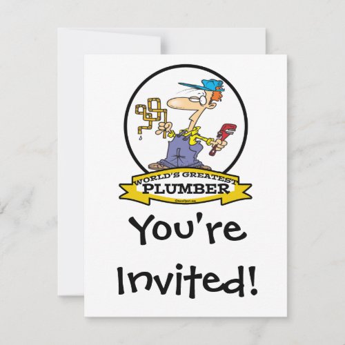 WORLDS GREATEST PLUMBER II MEN CARTOON INVITATION