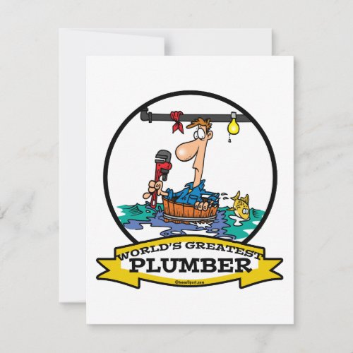 WORLDS GREATEST PLUMBER IV MEN CARTOON INVITES