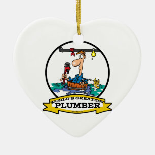 WORLDS GREATEST PLUMBER IV MEN CARTOON CERAMIC ORNAMENT