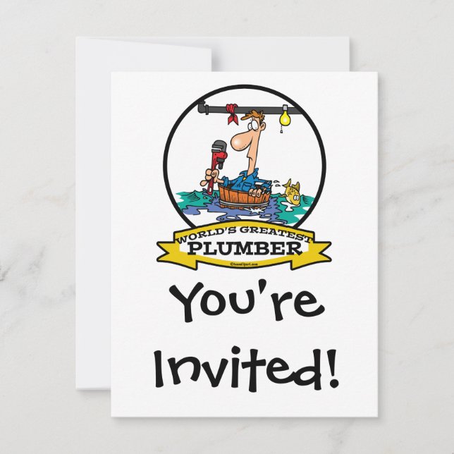 WORLDS GREATEST PLUMBER IV MEN CARTOON INVITATION (Front)