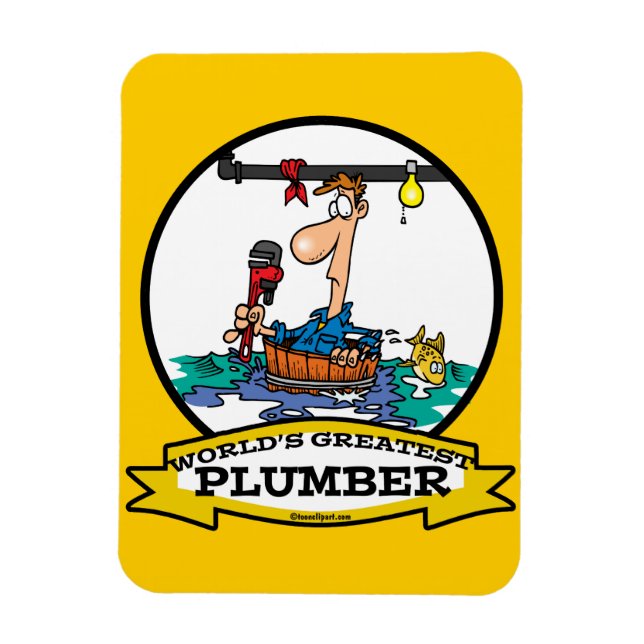 WORLDS GREATEST PLUMBER IV MEN CARTOON MAGNET (Vertical)