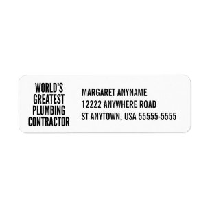 Worlds Greatest Plumbing Contractor Label