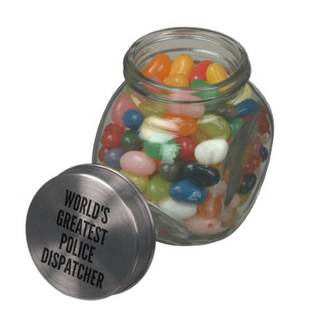 Worlds Greatest Police Dispatcher Glass Candy Jar