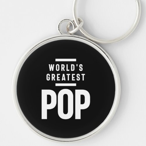 Worlds Greatest Pop  Father Grandpa Gift Keychain