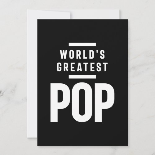 Worlds Greatest Pop  Father Grandpa Gift Thank You Card