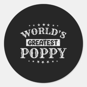Worlds Greatest Poppy Fathers Day Grandpa Men Classic Round Sticker
