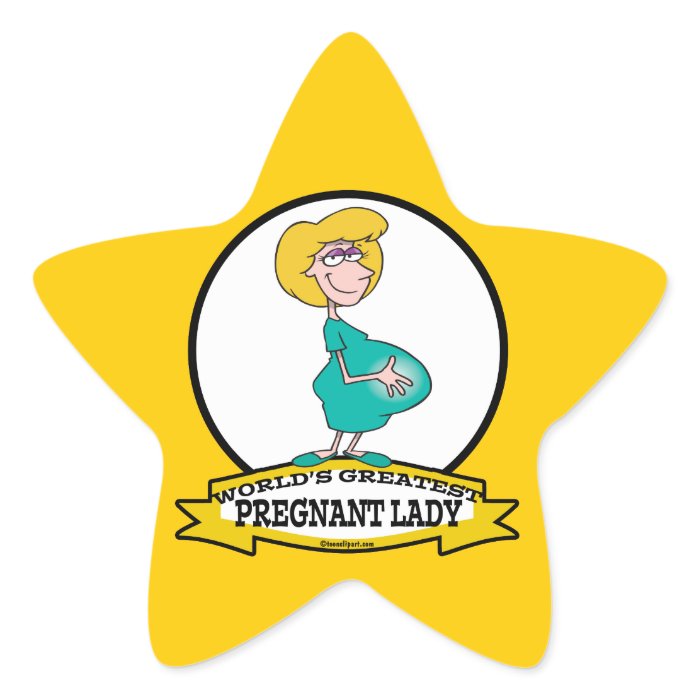 WORLDS GREATEST PREGNANT LADY CARTOON STAR STICKER