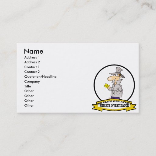 Customizable WORLDS GREATEST PRIVATE INVESTIGATOR MEN CARTOON BUSINESS CARD TEMPLATES