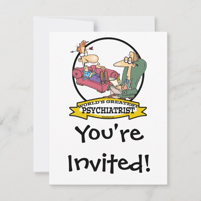 WORLDS GREATEST PSYCHIATRIST CARTOON INVITATION (Front)