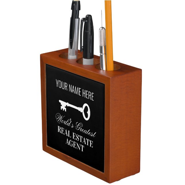 World's Greatest Real Estate agent custom name Desk Organizer (In Situ)