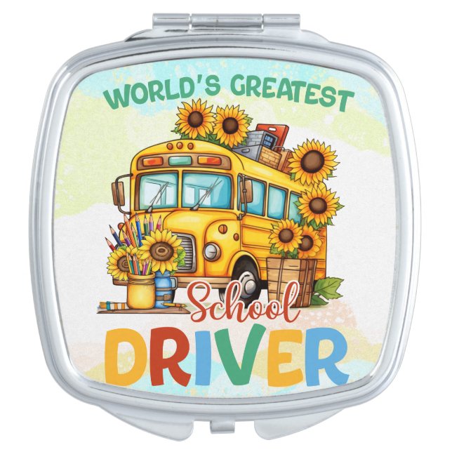 World's Greatest School Bus Driver Compact Mirror (Front)