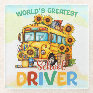 World's Greatest School Bus Driver Glass Coaster