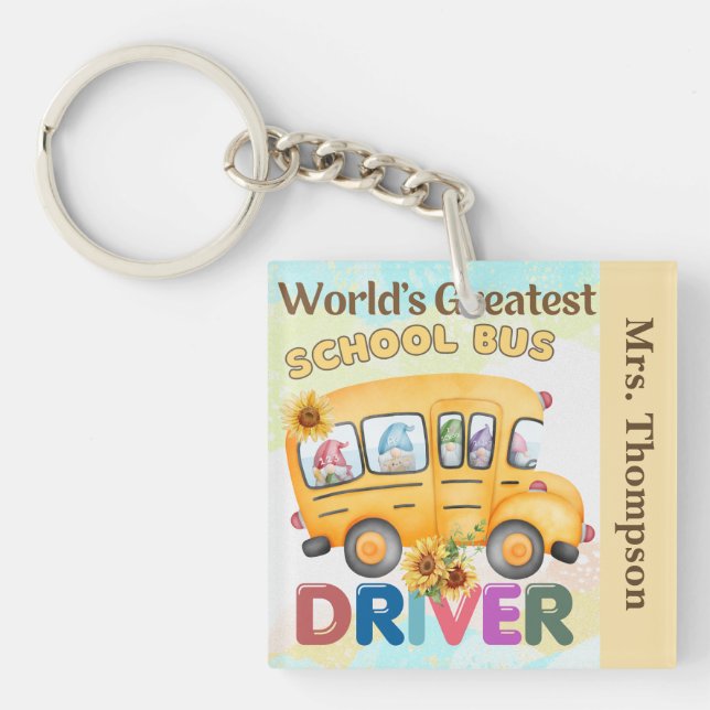 World's Greatest School Bus Driver Personalized Keychain (Front)