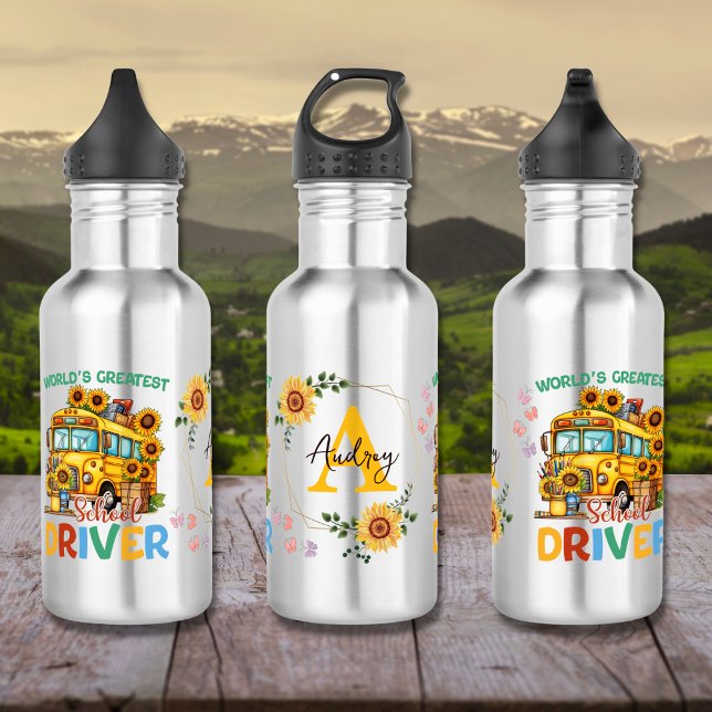World's Greatest School Bus Driver Personalized Stainless Steel Water Bottle (Creator Uploaded)