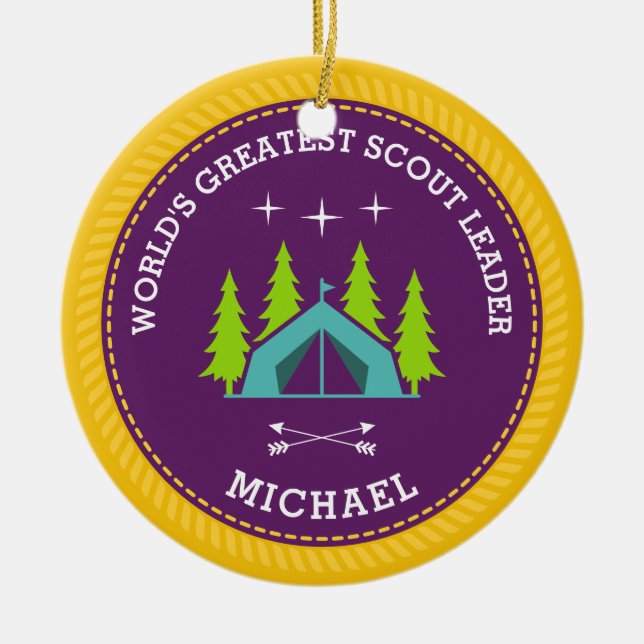 World's Greatest Scout Leader Ceramic Ornament (Front)