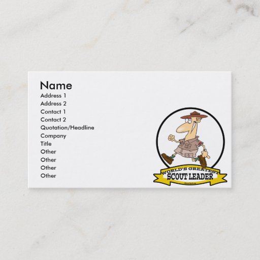 Customizable WORLDS GREATEST SCOUT LEADER MEN CARTOON BUSINESS CARD TEMPLATE