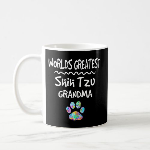 Worlds Greatest Shih Tzu Grandma Dog Paw Print Pet Coffee Mug