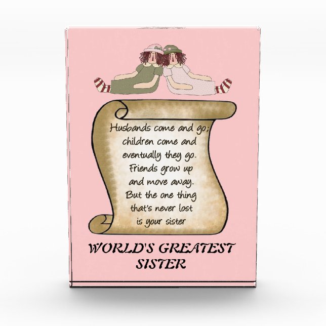 World's Greatest Sister Award (Front)