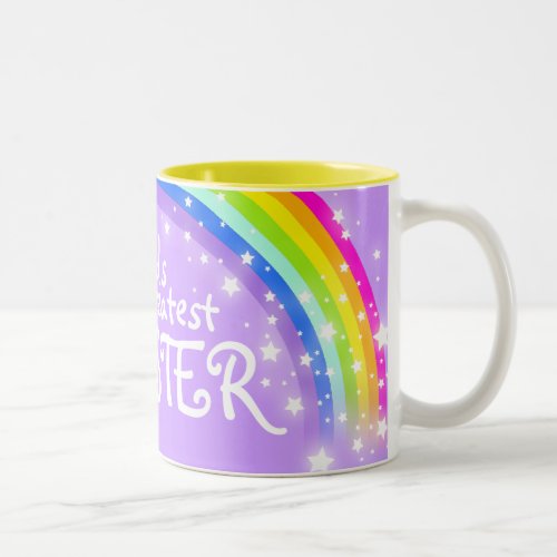 Worlds greatest SISTER rainbow violet mug
