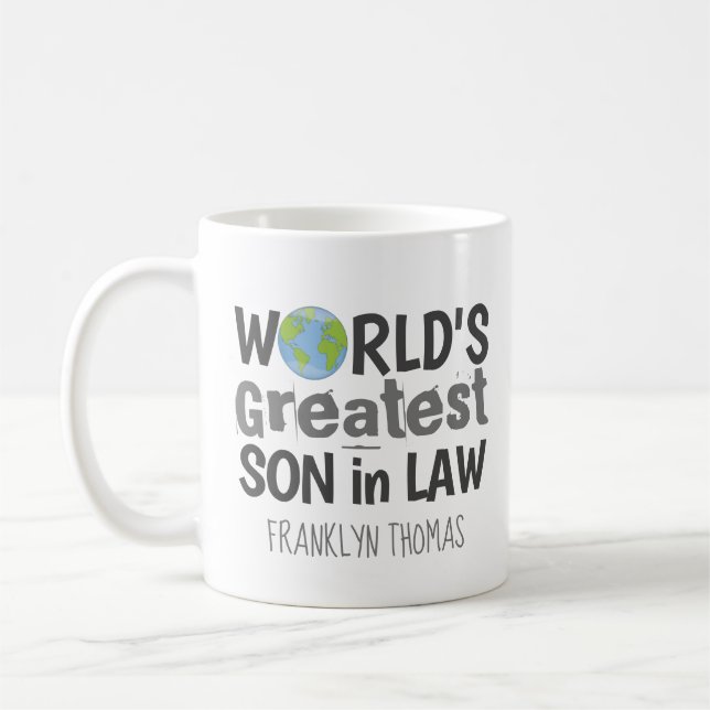 World's Greatest Son in Law Planet Personalized Coffee Mug (Left)