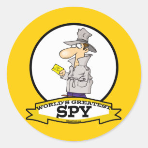 WORLDS GREATEST SPY MEN CARTOON CLASSIC ROUND STICKER