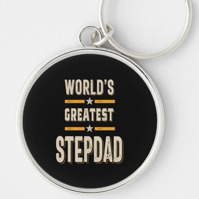 World's Greatest Step-Dad Funny Stepfather Gift Keychain (Front)