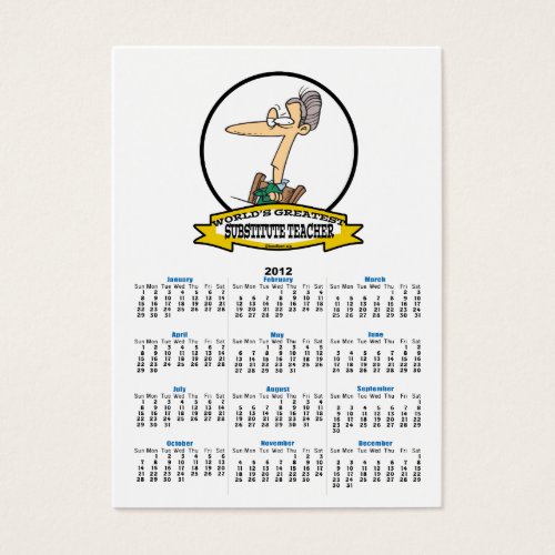 WORLDS GREATEST SUBSTITUTE TEACHER WOMEN CARTOON BUSINESS CARD TEMPLATE