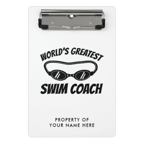 Worlds Greatest Swim Coach Birthday gift idea Mini Clipboard