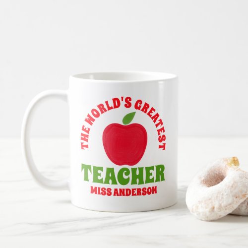 Worlds Greatest Teacher Apple Coffee Mug