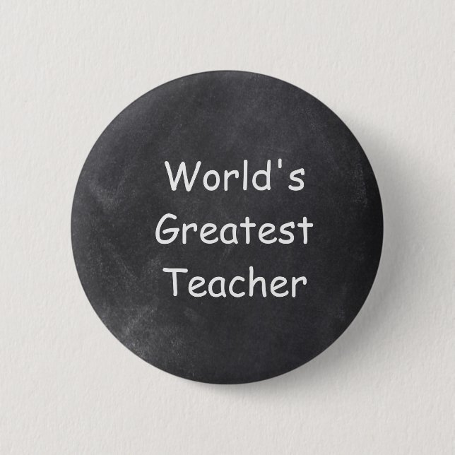 World's Greatest Teacher Chalkboard Design Gift Button (Front)