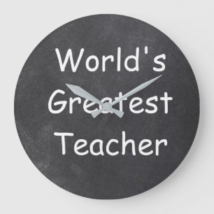 World's Greatest Teacher Chalkboard Design Gift Large Clock