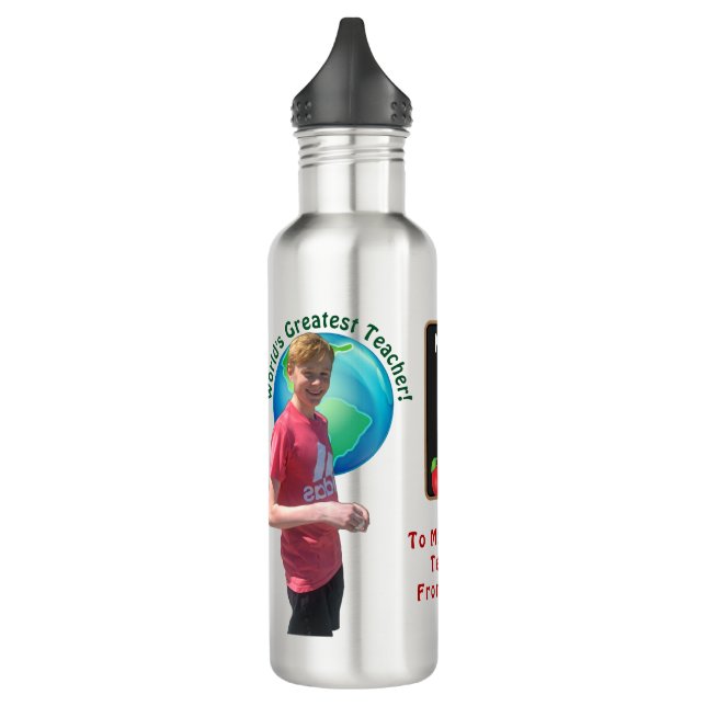 World's Greatest Teacher Custom for Connor Stainless Steel Water Bottle (Left)
