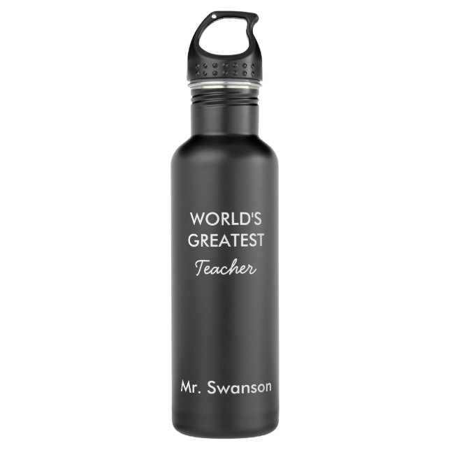 World's Greatest Teacher Custom Reusable  Stainless Steel Water Bottle (Front)