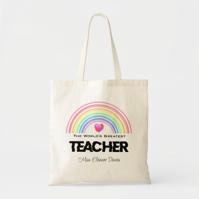 World's Greatest Teacher DAY Rainbow Tote Bag  (Front)
