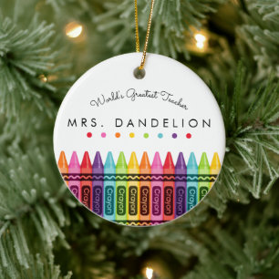 WORLD'S GREATEST TEACHER Elementary Teacher Gift Ceramic Ornament