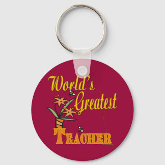 World's Greatest Teacher Floral Keychain