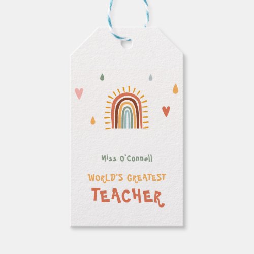 Worlds Greatest Teacher Gift Boho Rainbow Gift Tags