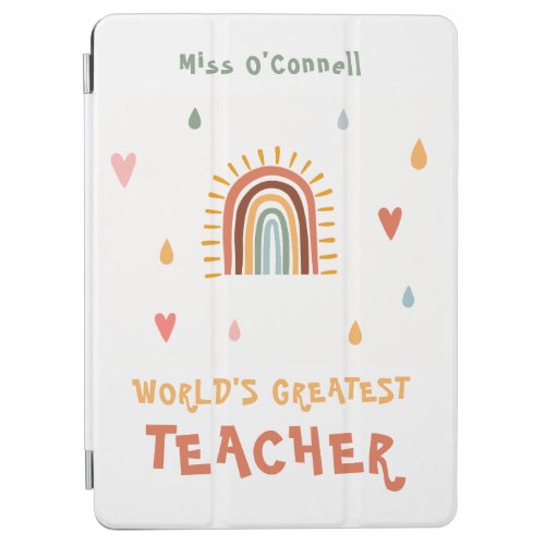 Worlds Greatest Teacher Gift Boho Rainbow iPad Air Cover