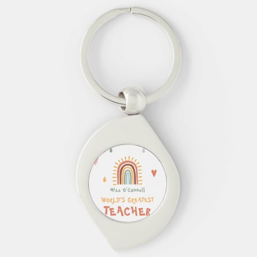 Worlds Greatest Teacher Gift Boho Rainbow Keychain