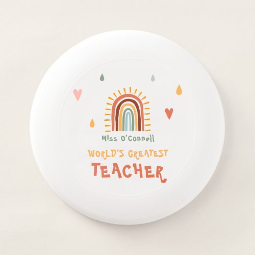 Worlds Greatest Teacher Gift Boho Rainbow Wham_O Frisbee