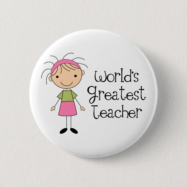 Worlds Greatest Teacher Pinback Button (Front)