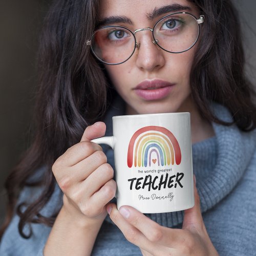 Worlds Greatest Teacher Rainbow Coffee Mug