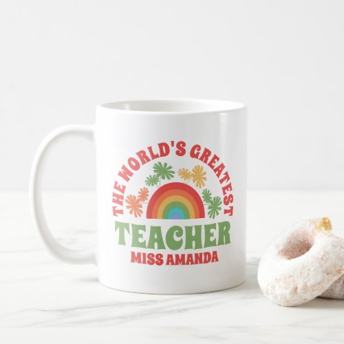 Worlds Greatest Teacher Wildflower Rainbow  Coffee Mug