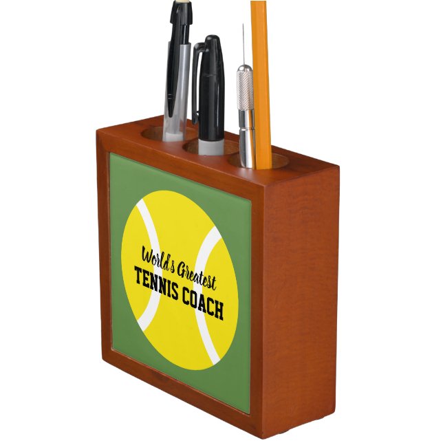 World's Greatest Tennis Coach Desk Organizer Gift (In Situ)