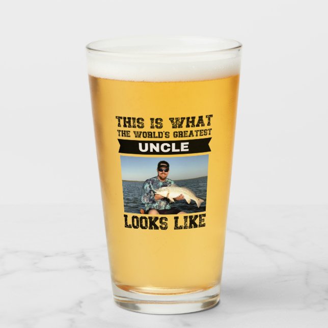 World's greatest uncle custom photo name template glass (Front Filled)