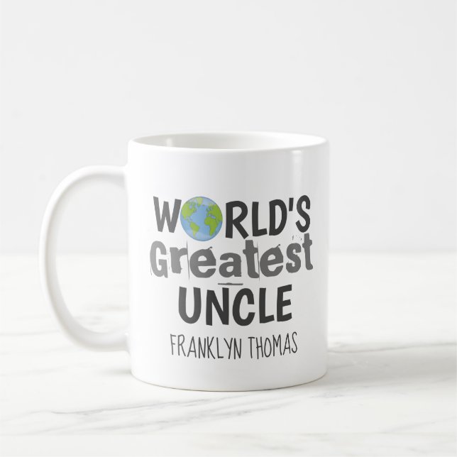 World's Greatest Uncle Cute Planet Personalized Coffee Mug (Left)
