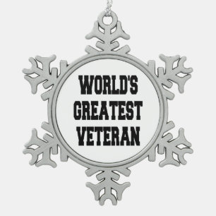 Worlds Greatest Veteran Snowflake Pewter Christmas Ornament