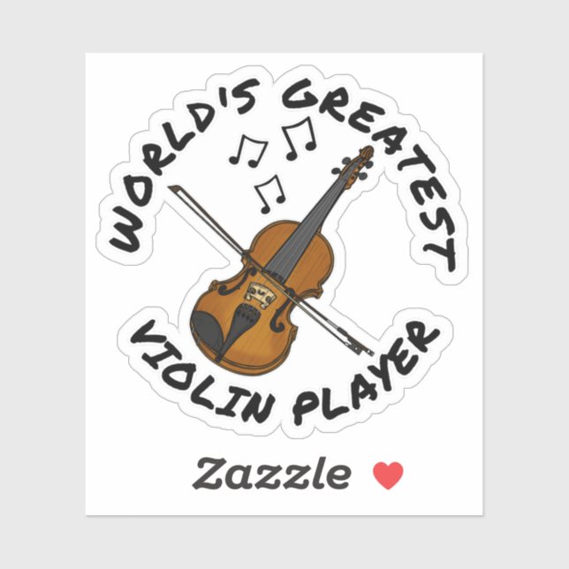 World's Greatest Violin Player, Violinist Funny Sticker (Sheet)